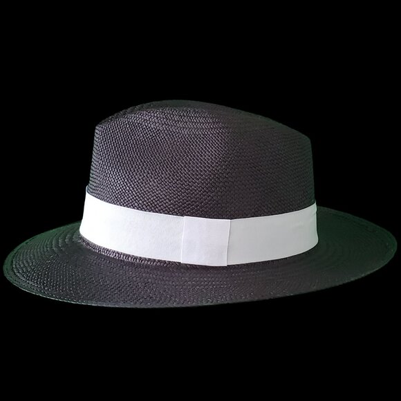 M.A.M.A. - Fedora Women's Black Straw Hat, White Ribbon